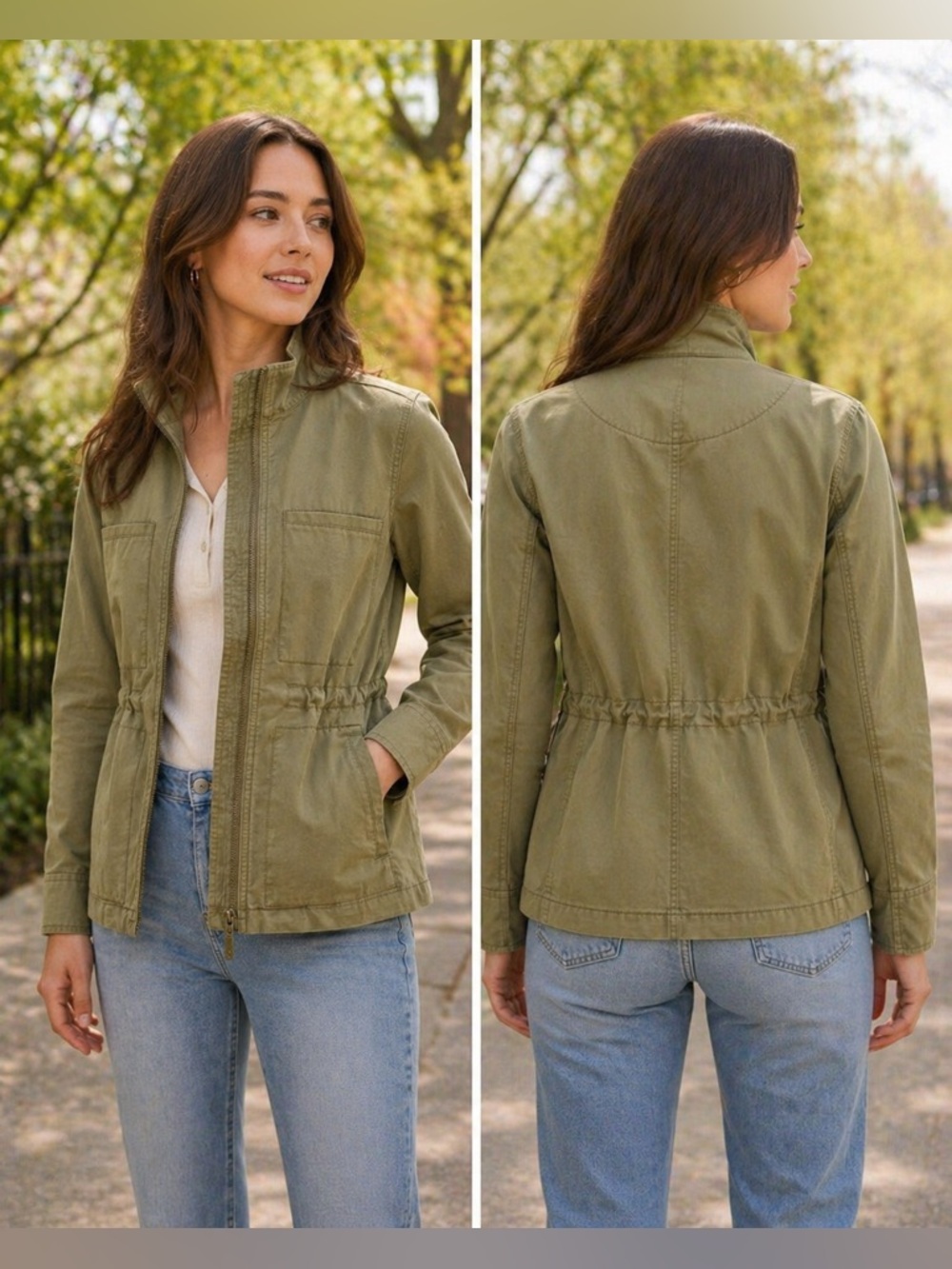J.Crew Factory Women’s Olive Green Cinch Waist Utility Jacket Small